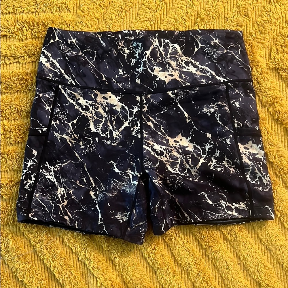 CVG Black and White Marble Print Shorts